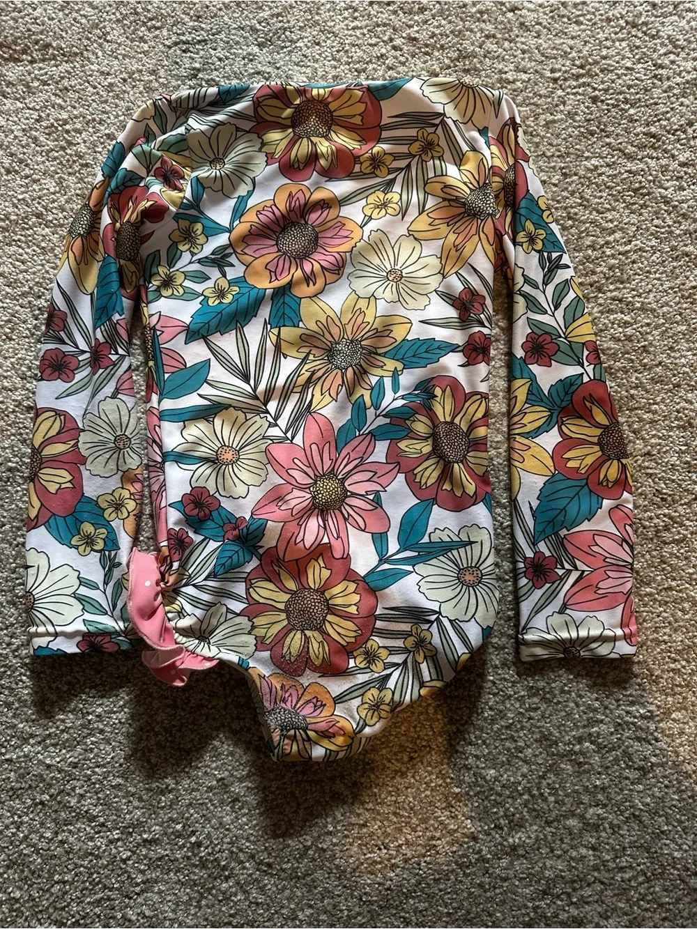 Oopsie Daisy Girls Long Sleeve Floral One-Piece Rash Guard Swimsuit – Size 4